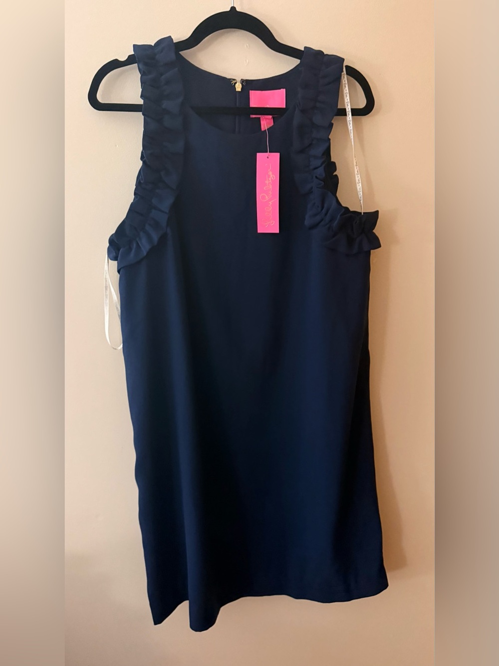 Lilly Pulitzer Navy Ruffle-Shoulder Sleeveless Tunic